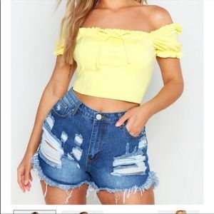 Distressed Cut off Denim Shorts